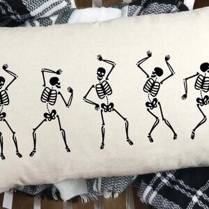 NEW 12x20 pillow cover. Halloween Dancing Skeletons. Indoor/Outdoor decor.